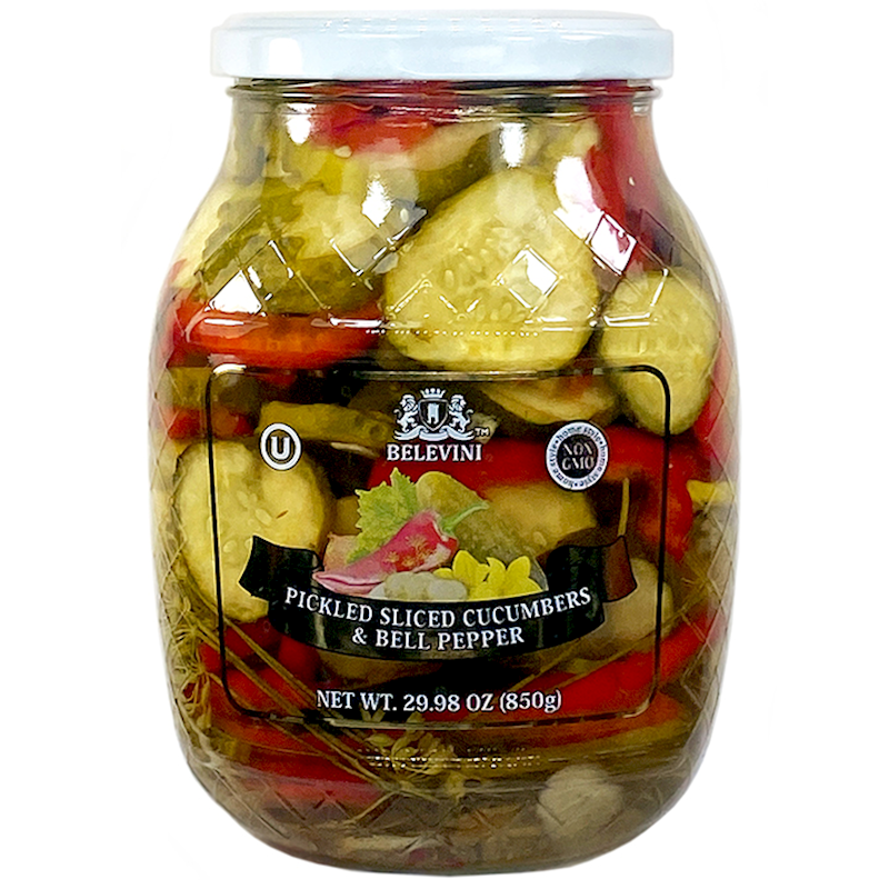 PICKLED SLICED CUCUMBERS & BELL PEPPER 850G BELEVINI